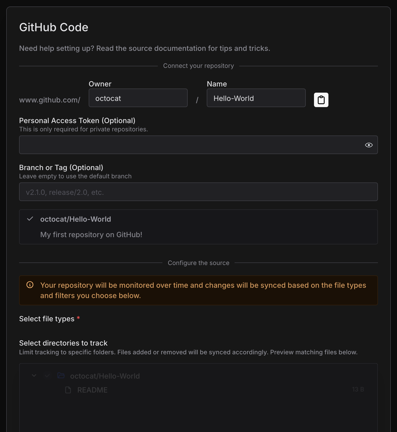 Connect your GitHub repository