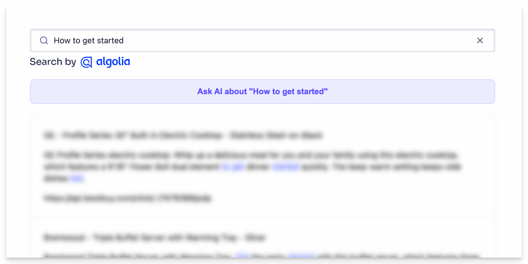 Algolia search bar with Invero's Ask AI